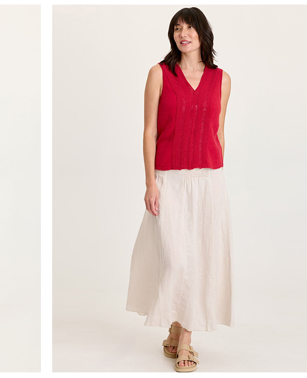 Reid Gauze/Crochet V-Neck Tank