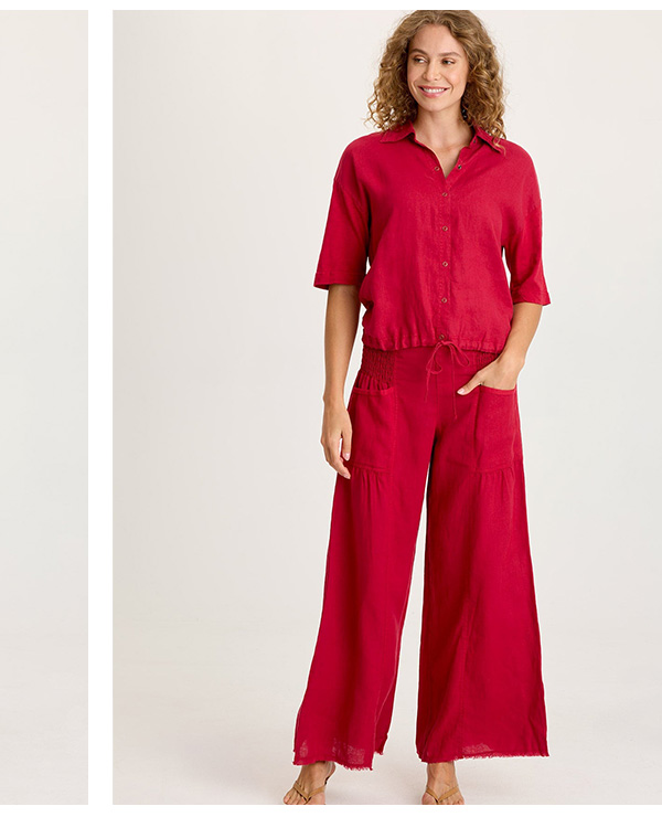 Balto Linen Snap-Up Top