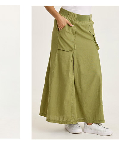 Emerie Linen Inverted Box Pleat Skirt  in Garnish Pigment