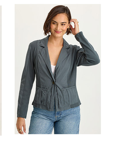 Brax Linen One-Button Blazer  in Hawthorn Leaf
