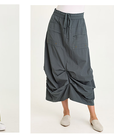 Hedvig Poplin Pleated Hem Skirt  in Hawthorn Leaf