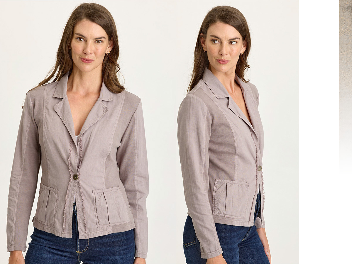 Brax Linen One-Button Blazer  in Poppy Seed