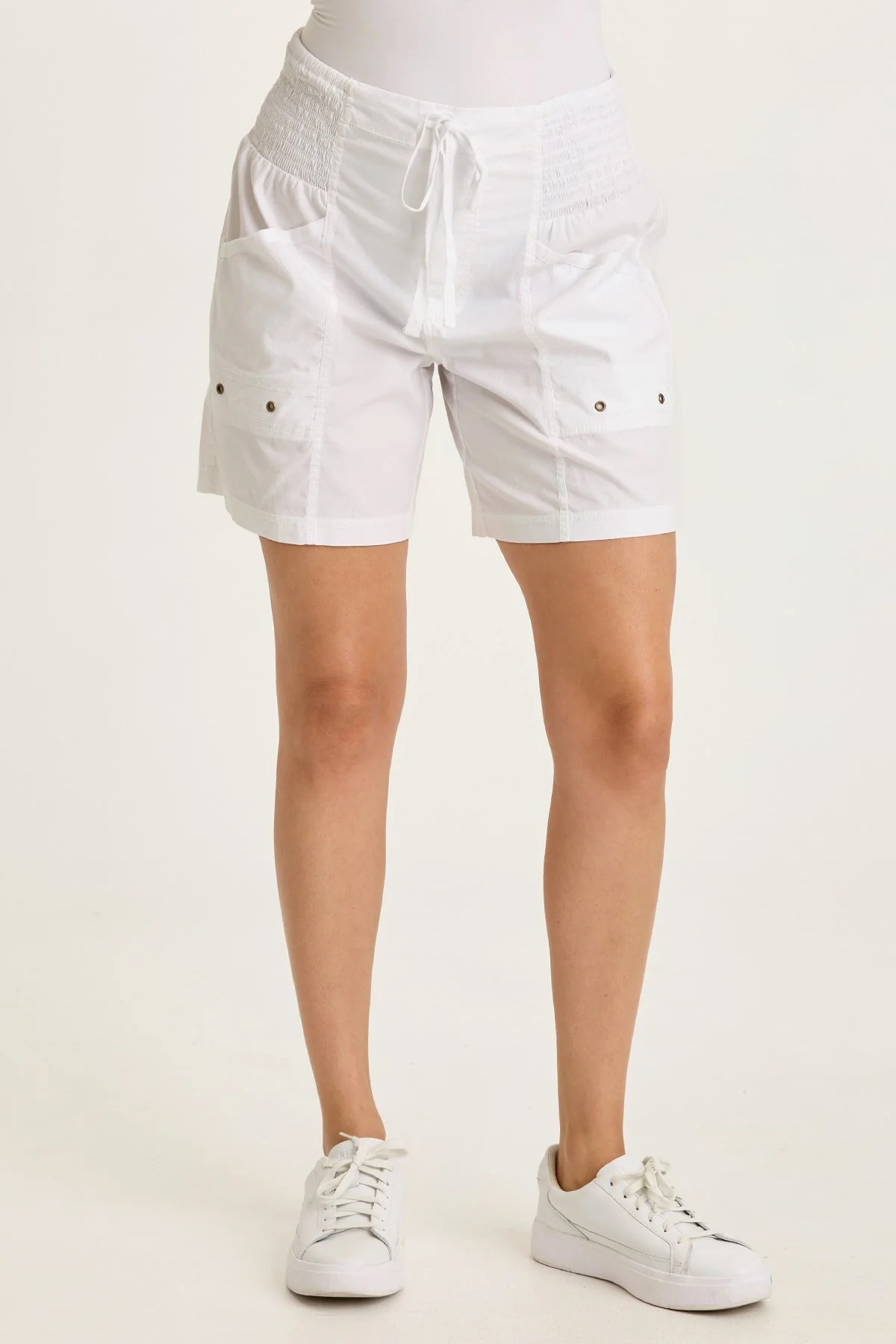 Image of Greta Poplin Smocked-Waist Short