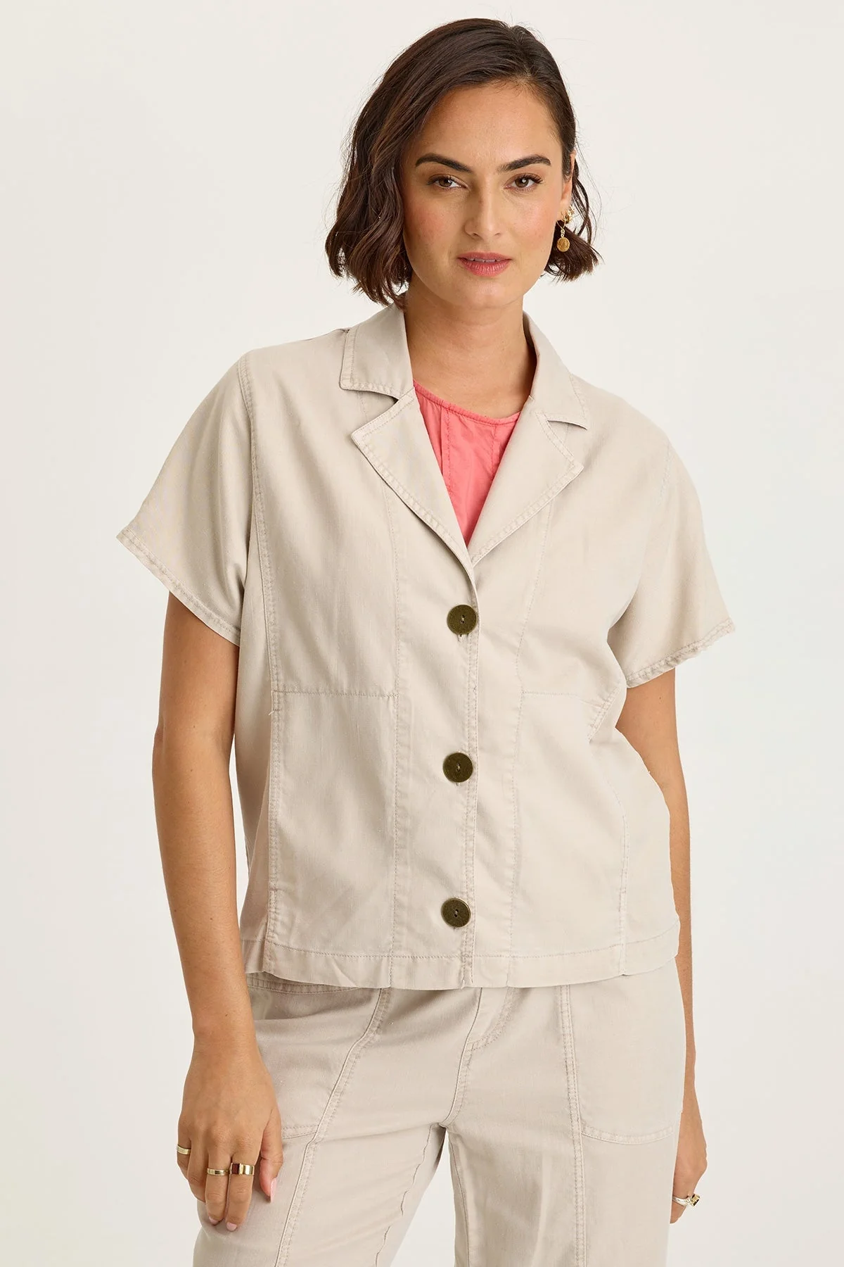 Image of Hugh Twill Boxy Short Sleeve Jacket
