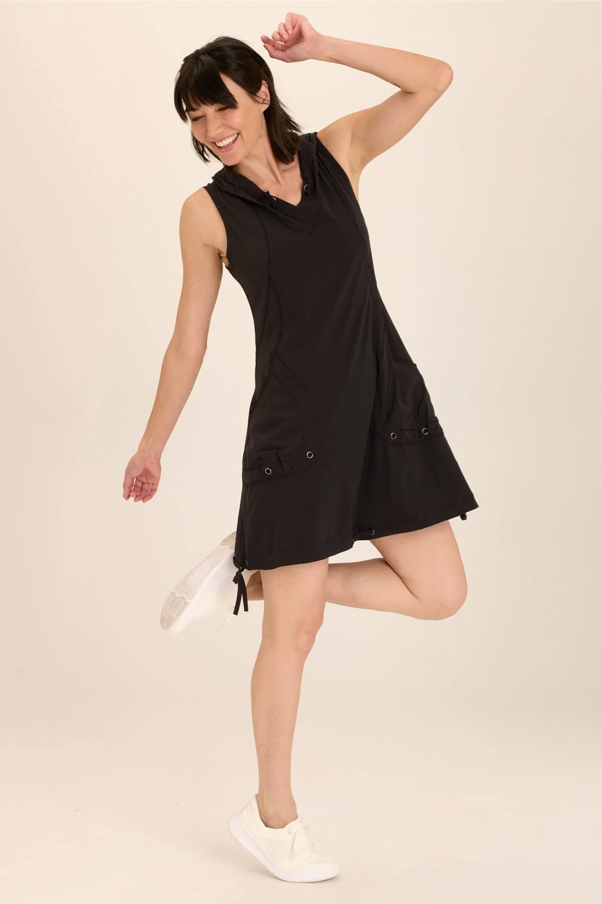 Image of Sumi Active Whisper Stretch Hooded Cargo Mini Dress