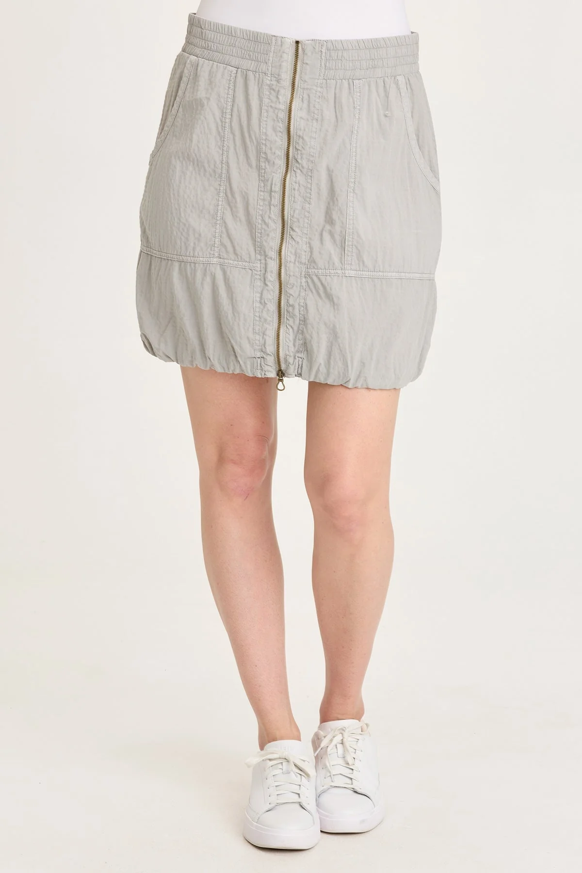 Image of Corwyn Textured Zip-Front Mini Skirt