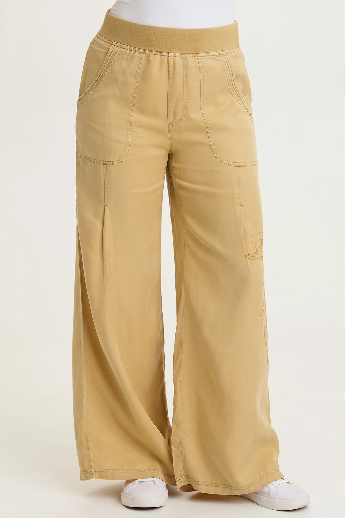 Image of Embroidered Dacia Twill Pleated Pant