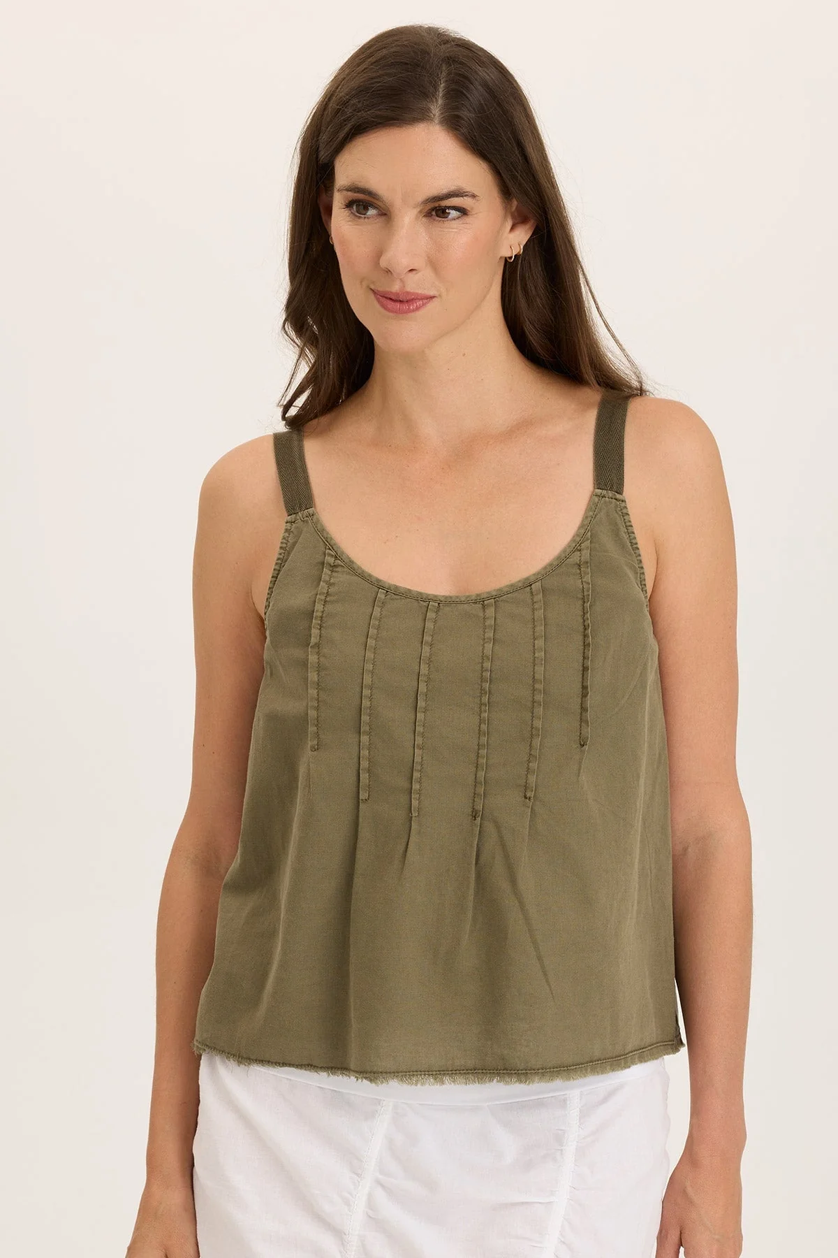Image of Shawnie Linen Billowy Pintuck Tank