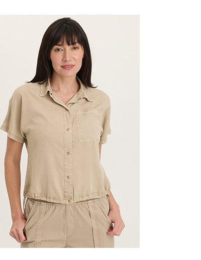 Zane Twill Snap-Up Top