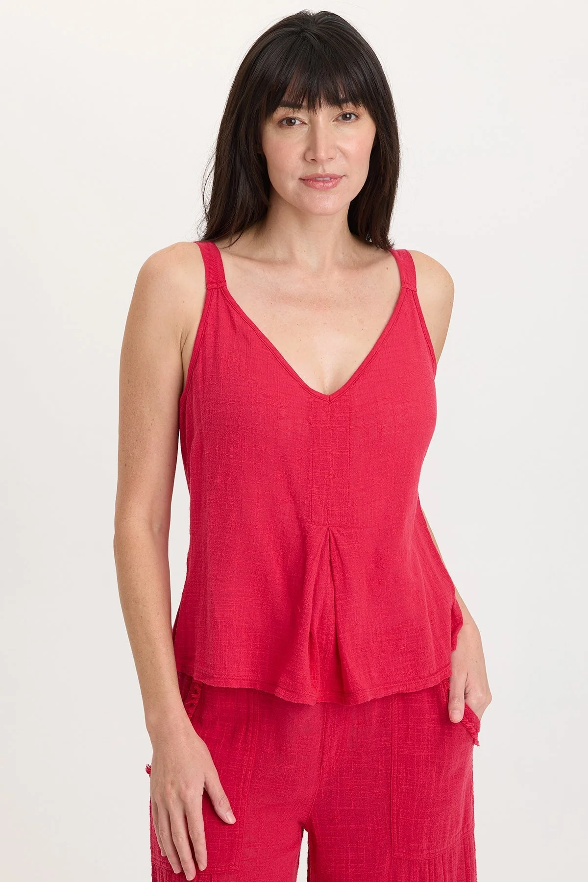 Image of Hedley Gauze/Jersey Box Pleat Tank