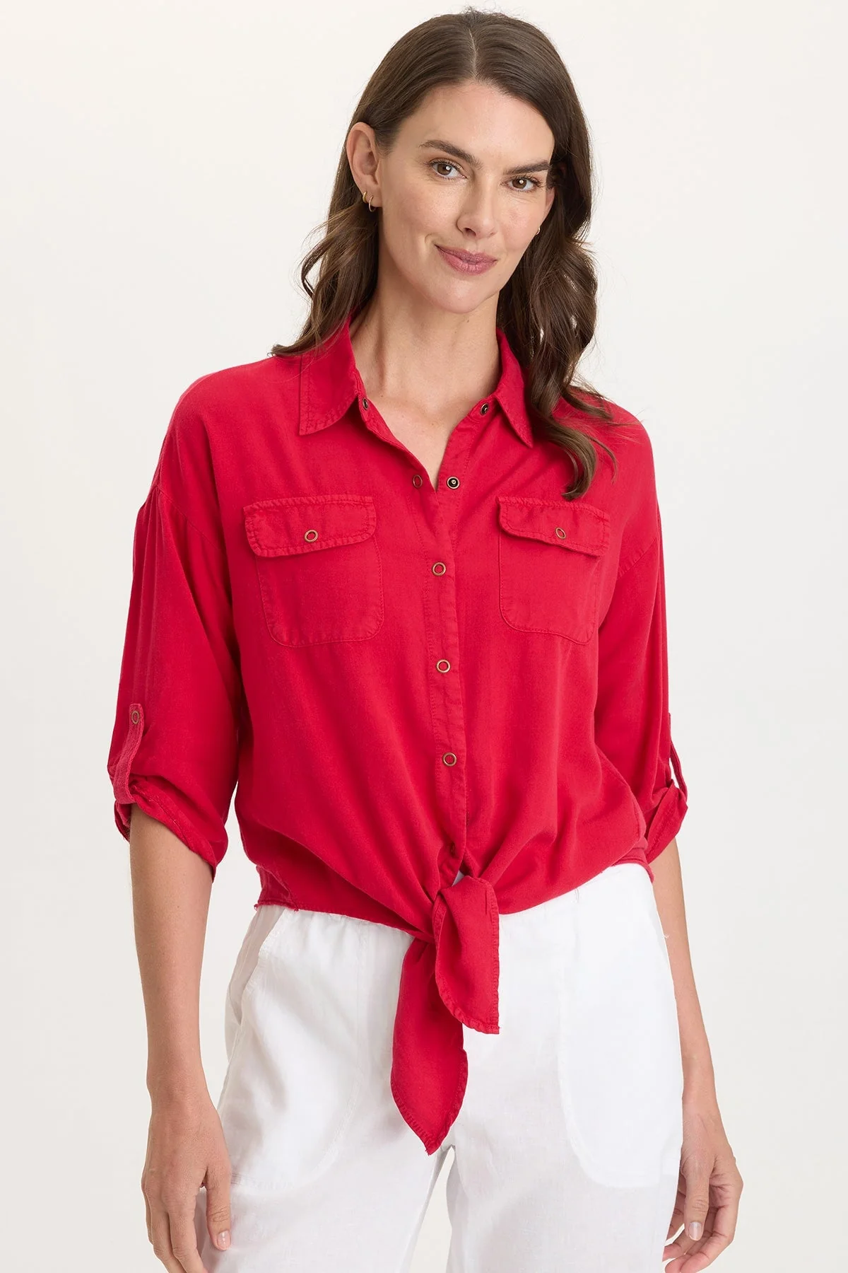 Image of Tyrell Lightweight Tie-Front Button-Up