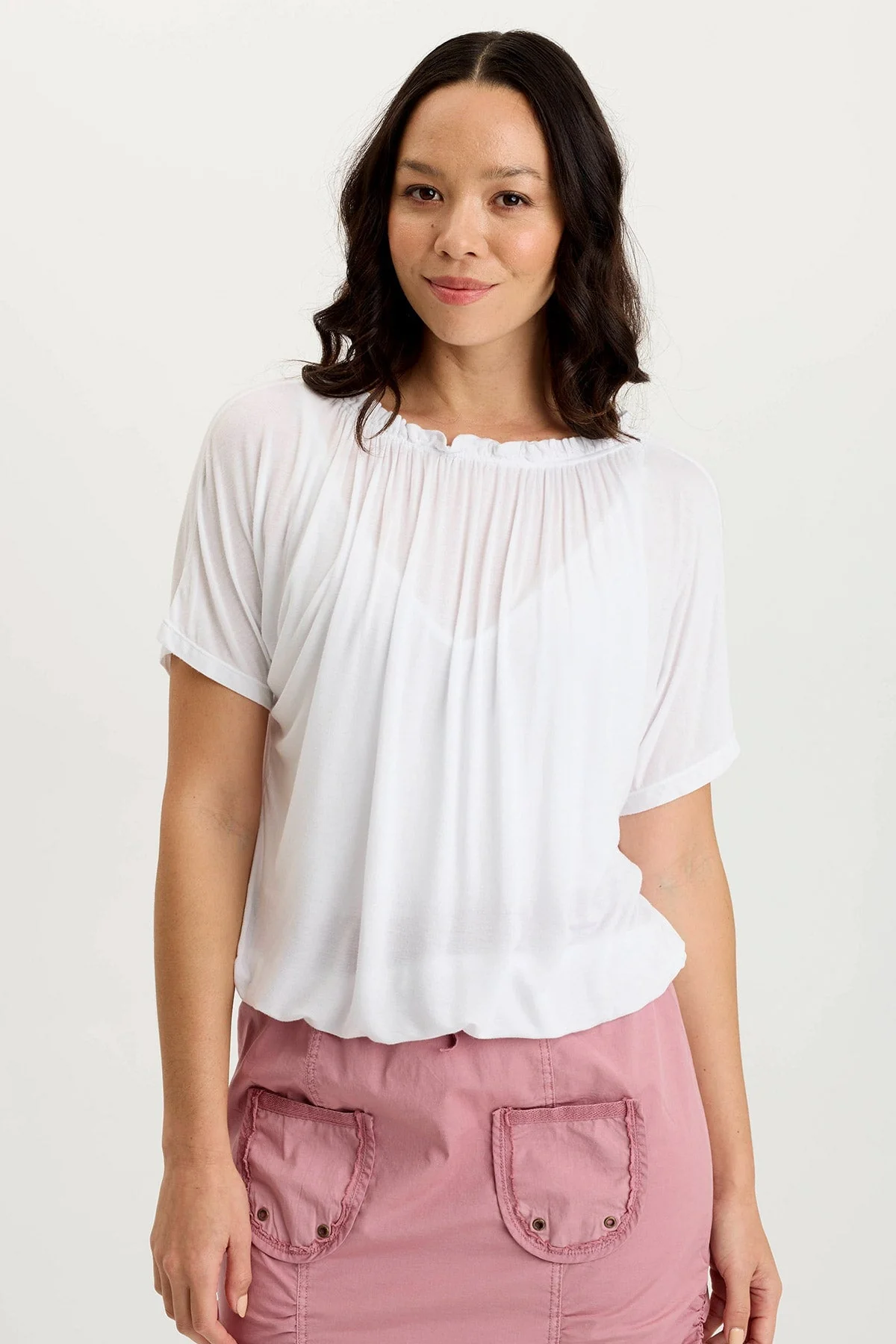 Image of Deitra Jersey Shirred Tee
