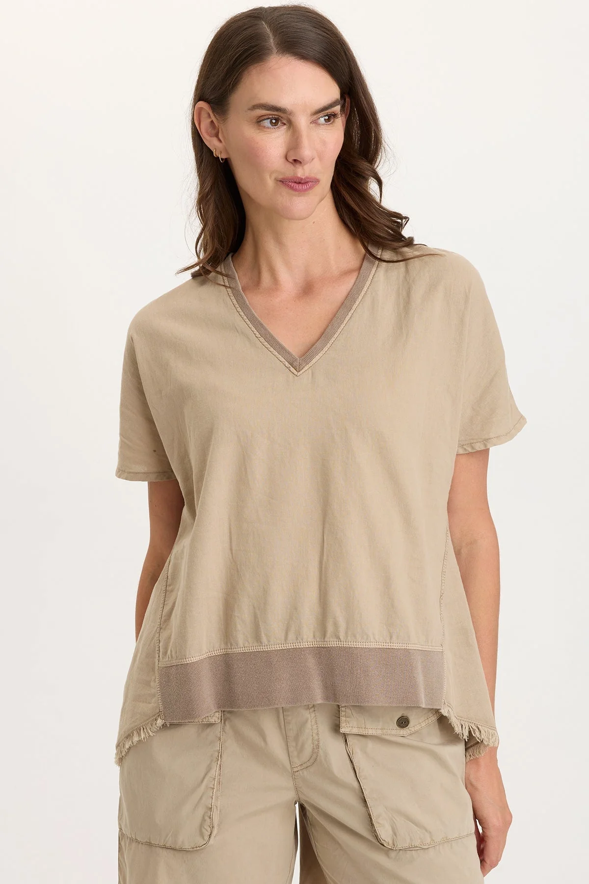Image of Clara Cotton Linen V-Neck Top
