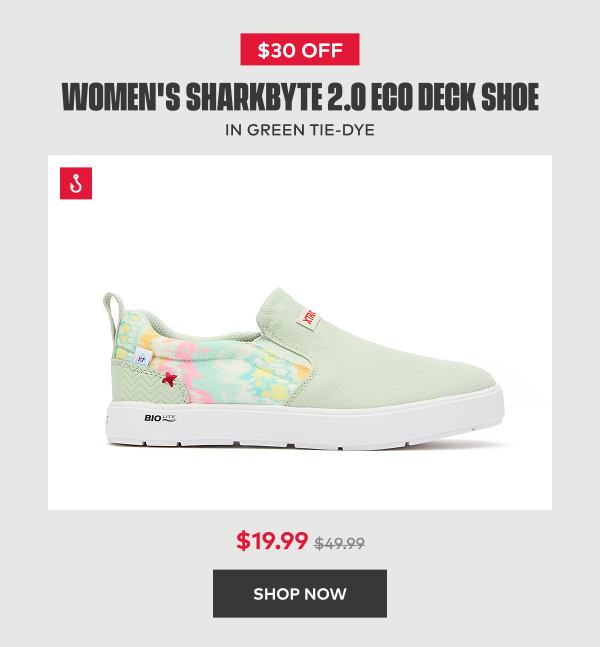 Women's Sharkbyte 2.0 ECO Deck Shoe in Green Tie-Dye