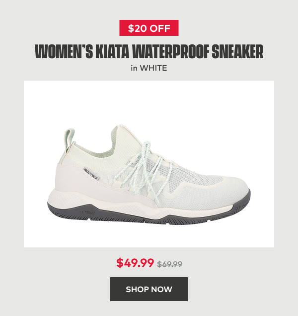$20 off Women's Kiata Waterproof Sneaker in White | $49.99 | Shop Now