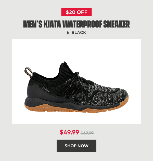 $20 off Men's Kiata Waterproof Sneaker in Black | $49.99 | Shop Now