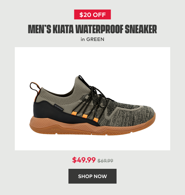 $20 off Men's Kiata Waterproof Sneaker in Green | $49.99 | Shop Now