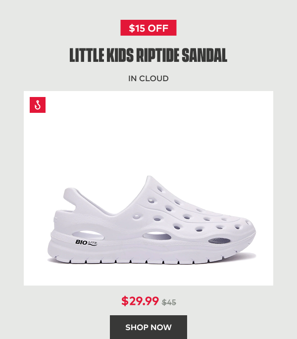 $15 off Little Kids Riptide Sandal in Cloud | $29.99 | Shop Now