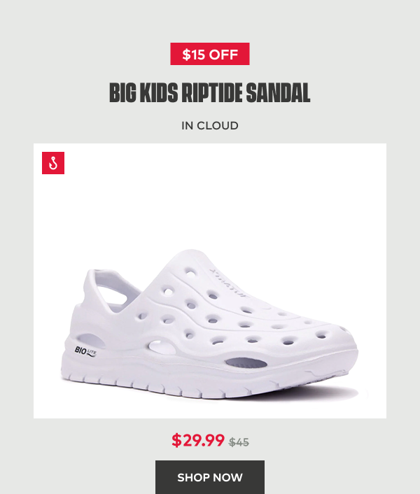 $15 off Big Kids Riptide Sandal in Cloud | $29.99 | Shop Now