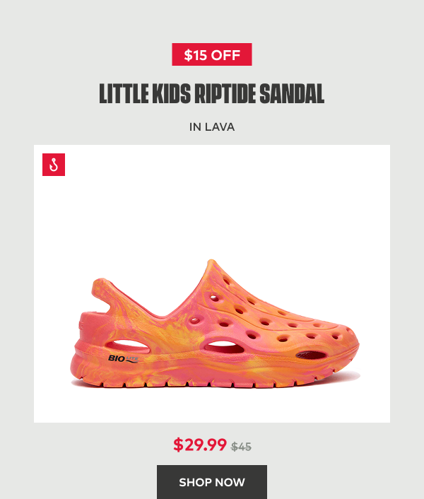 $15 off Little Kids Riptide Sandal in Lava | $29.99 | Shop Now