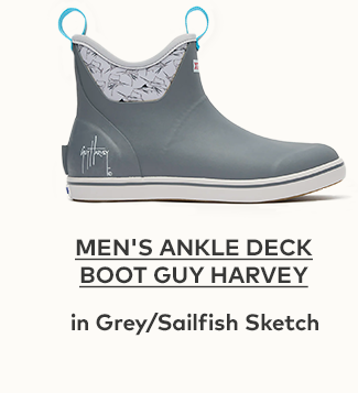 Men's Ankle Deck Boot Guy Harvey in Grey / Sailfish Sketch