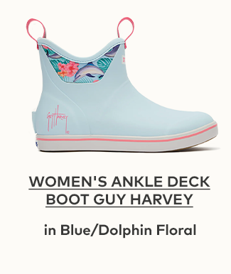 Women's Ankle Deck Boot Guy Harvey in Blue/ Dolphin Floral