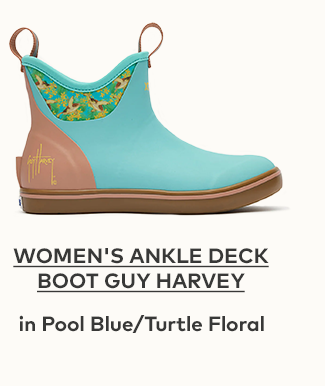 Women's Ankle Deck Boot Guy Harvey in Pool Blue / Turtle Floral 