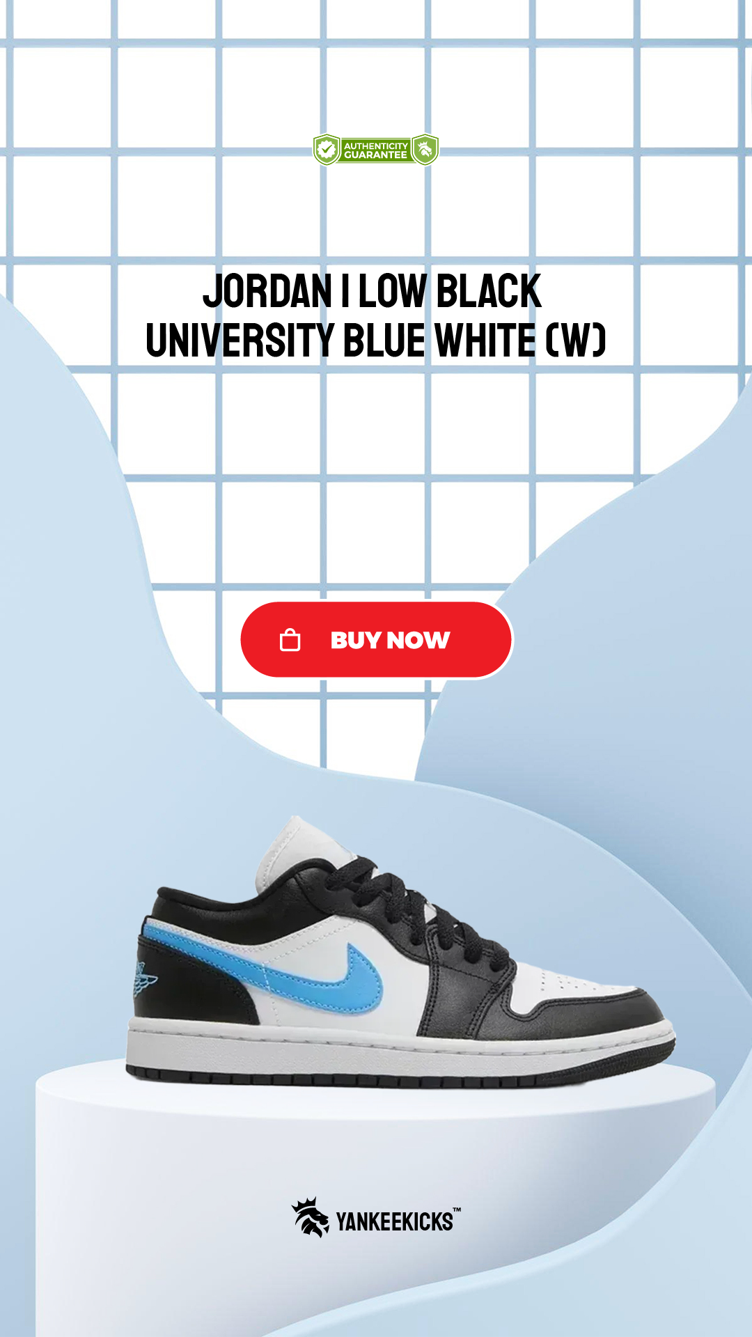 Jordan 1 Low Black University Blue White (W)