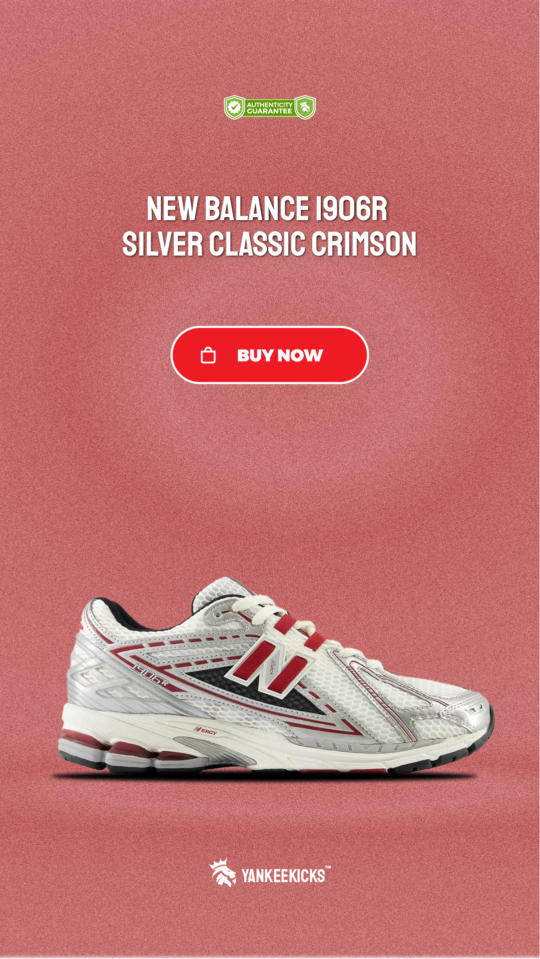 New Balance 1906R Silver Classic Crimson