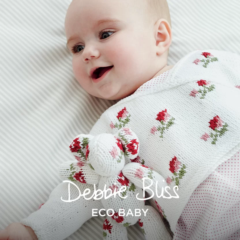 Debbie Bliss Rosebud Crossover Cardigan and Teddy Bear Set PDF