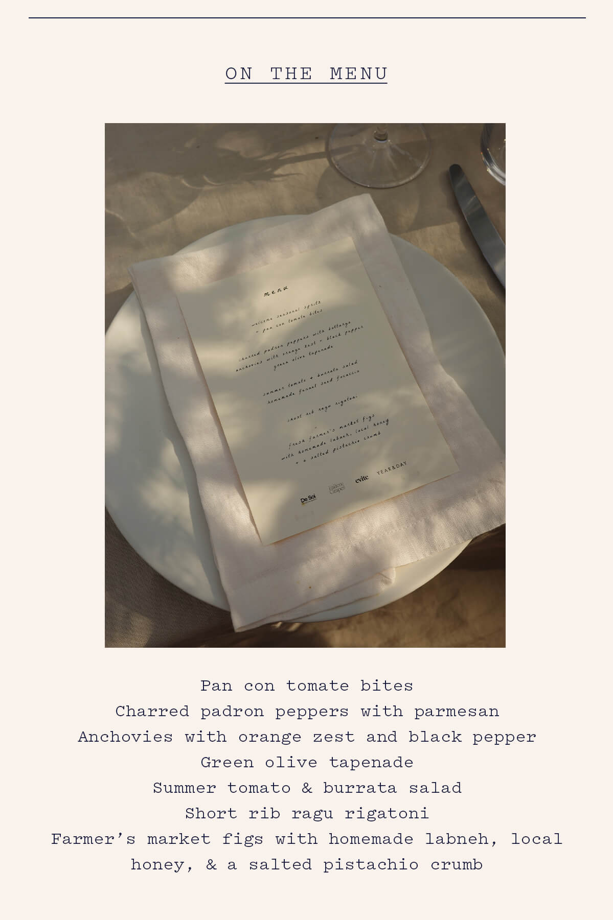 On the menu