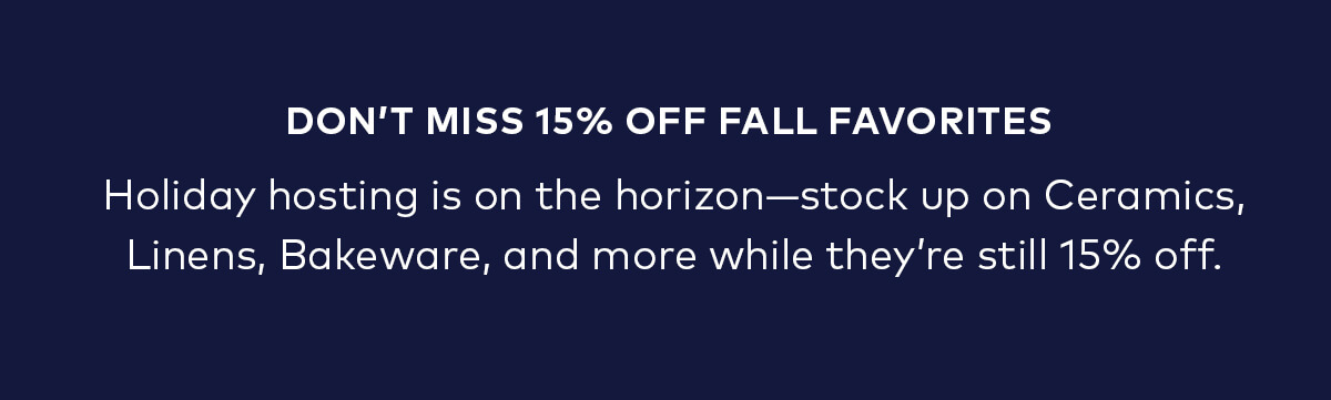 15% off fall favorites