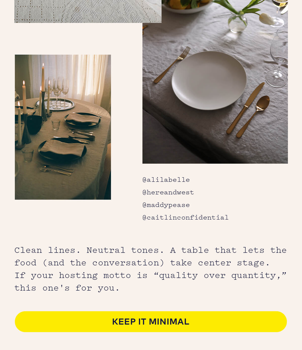Keep it Minimal