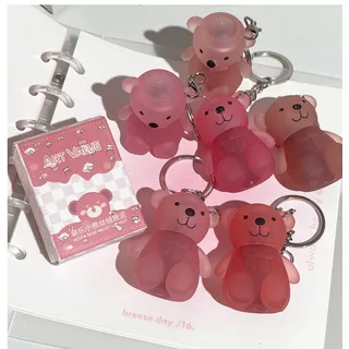 Cute Bear Keychain Velvet Lip Mud - 6 Colors
