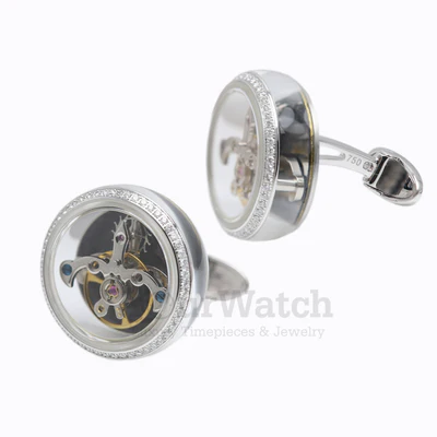 TF Est. 1968 TOURBILLON CLASSIC WHITE GOLD &amp; DIAMOND CUFFLINKS Ref. #CT-WG01D