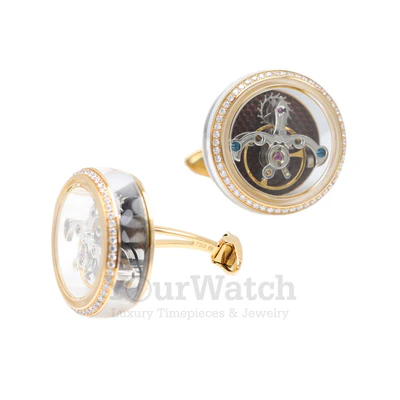 TF Est. 1968 TOURBILLON CLASSIC YELLOW GOLD &amp; DIAMOND CUFFLINKS Ref. #CT-WG01D