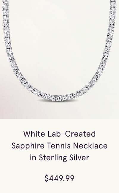 White Lab-Created Sapphire Tennis Necklace in Sterling Silver. $449.99