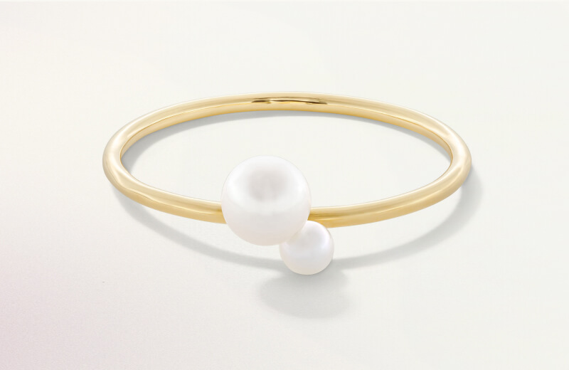 Freshwater Cultured Pearl Duo Ring in 10K Gold