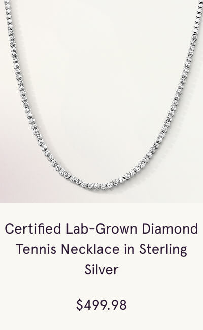 Certified Lab-Grown Diamond Tennis Necklace in Sterling Silver. $499.98
