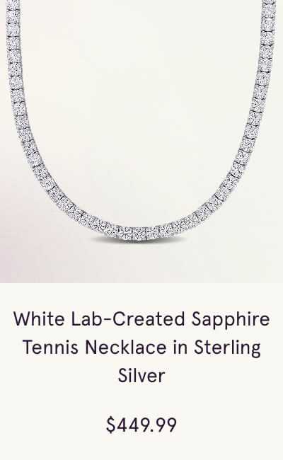 White Lab-Created Sapphire Tennis Necklace in Sterling Silver. $449.99
