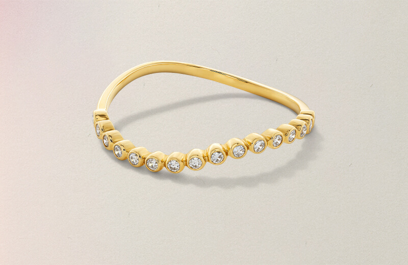Certified Lab-Grown Diamond Bezel-Set Wave Ring in 10K Gold