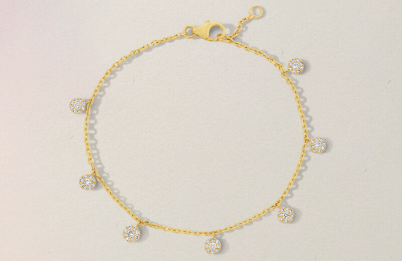 Certified Lab-Grown Multi-Diamond Dangle Station Bracelet in 10K Gold