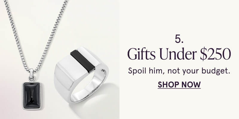 A black gemstone ring and a black gemstone necklace. Gifts under $500. Click here to shop now