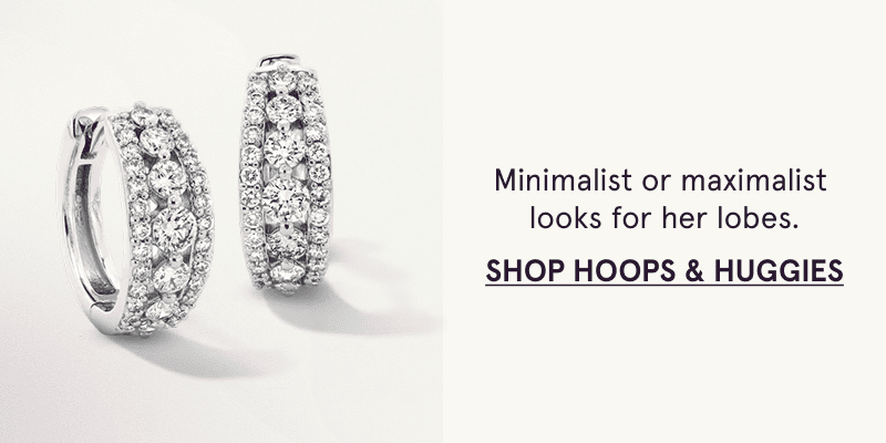 A pair of multi-diamond hoops. Minimalist or maximalist looks for her lobes. Click here to shop hoops and huggies