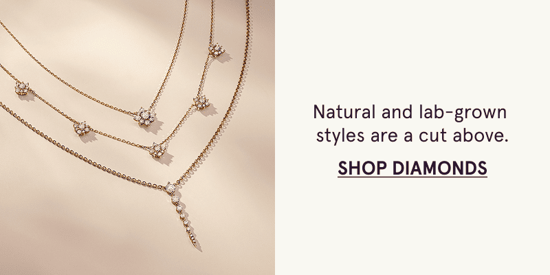 Three gold diamond necklaces. Natural and lab-grown styles are a cut above. Click here to shop diamonds