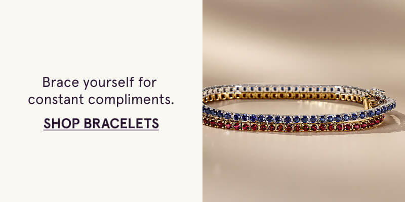 Stacked colored tennis bracelets. Brace yourself for compliments. Click here to shop bracelets
