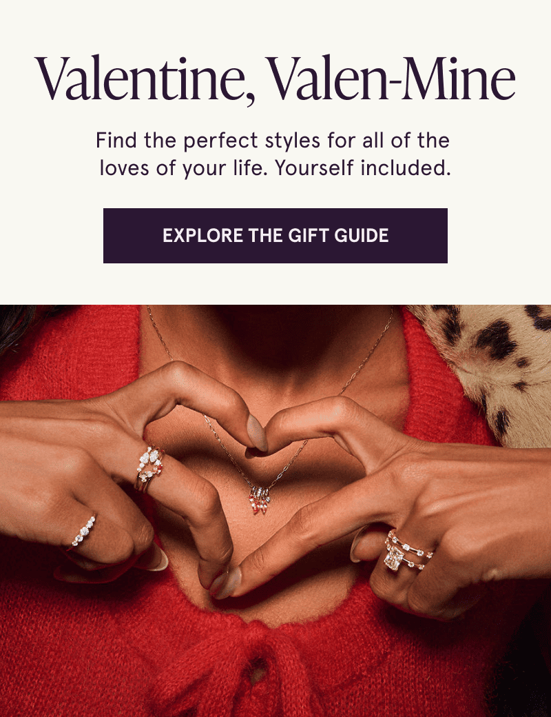 A model wearing gemstone jewelry. Styles for all of the loves of your life. Click here to explore the gift guide.