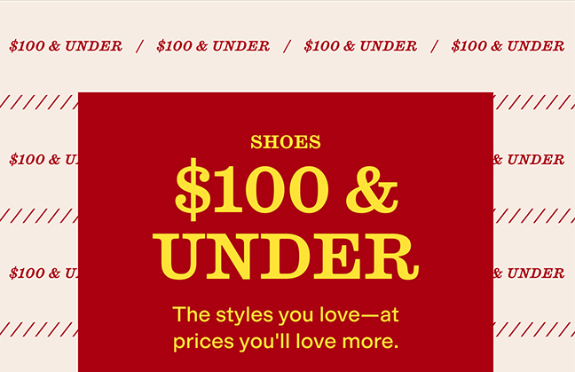Shop 100 and Under Shoe Sale
