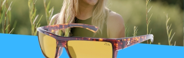 Woman wearing Decoy Photochromic sunglasses by Zeal Optics