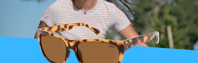 Woman wearing Carson sunglasses with Ellume Polarized lenses by Zeal Optics